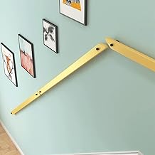 Kit de escalera de madera maciza antideslizante contra la pared, barandilla de escalera interior para el hogar, color amarillo, 450 cm
