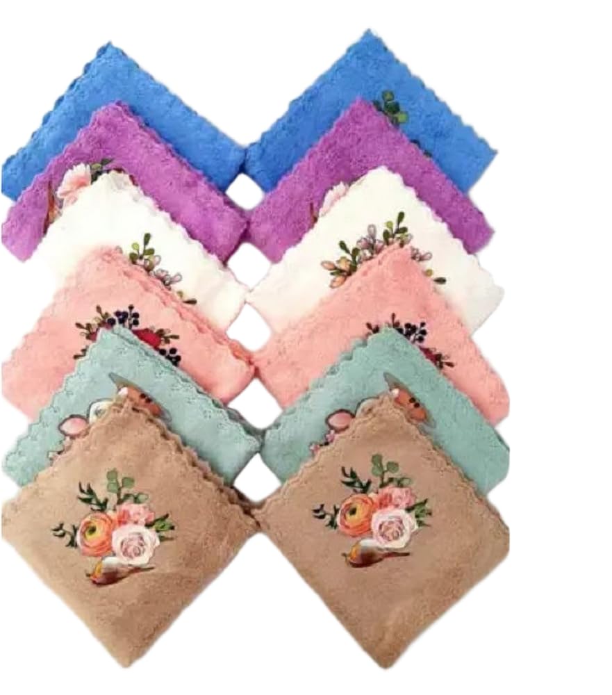 handkerchief pack of 12| microfiber multicolor with floral print