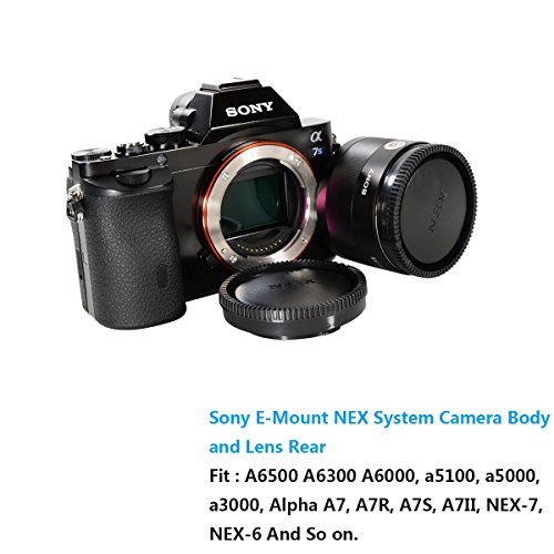 HomyWord 2 PACK Body Cap & Camera Rear Len Cover Set for Sony E-Mount NEX Mirrorless Sony Alpha A6500 A6300 a6000 a5100 a5000 a3000 - Image 2