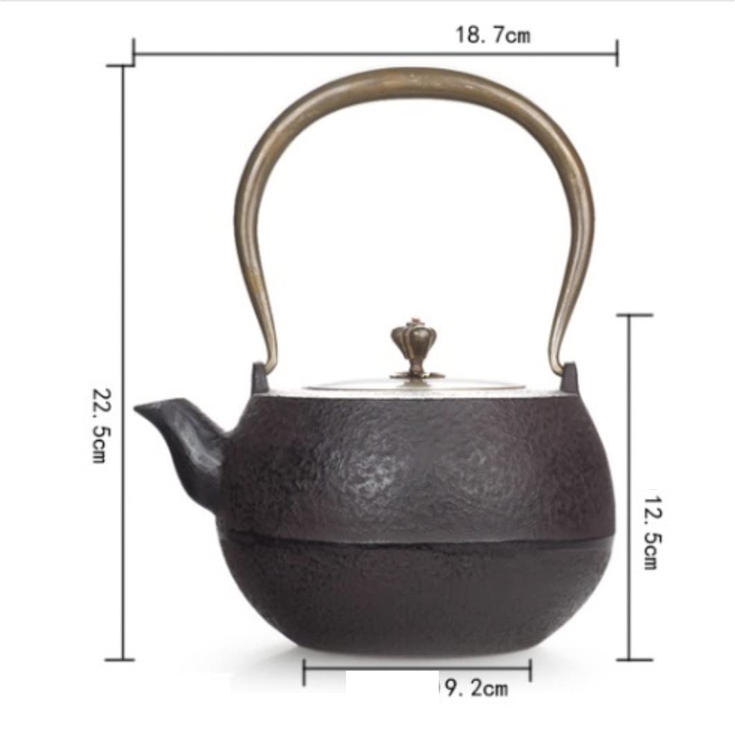 Theiere Fonte Théière Japonaise Théière En Fonte De 42 Oz/1.25L Théières En Fer Faites À La Main Pot En Cuivre Bouilloire Non Revêtue Théière À Épaule Plate Théière De Cuisson Théière en Fonte Theiere