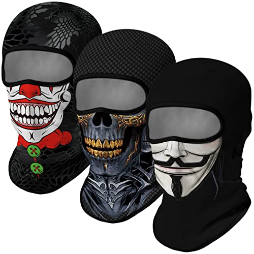 Image of Red Plume 3PCS Balaclava Full Face Mask Ski Mask UV Protection Cover Motorcycle Full Face Mask for Men Women Outdoor Sports