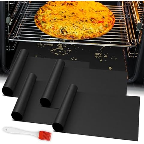4Pack Oven Liners for Bottom of Electric Gas Oven, 23.6"x 15.7" Thick Heavy Duty Nonstick Teflon Oven Mat, Heat Resistant Grill Baking Mats Outdoor Easy to Clean Gas Stove Liners, BPA & PFOA Free Cover