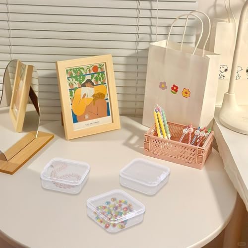 Image of Bead Organizer Box,90Pcs Small Clear Plastic Bead Storage Containers,3 Craft Storage Cases with Hinged Lid,Mini Storage Box For Jewelry Making DIY Bracelet Nails Screws Seeds Small Parts