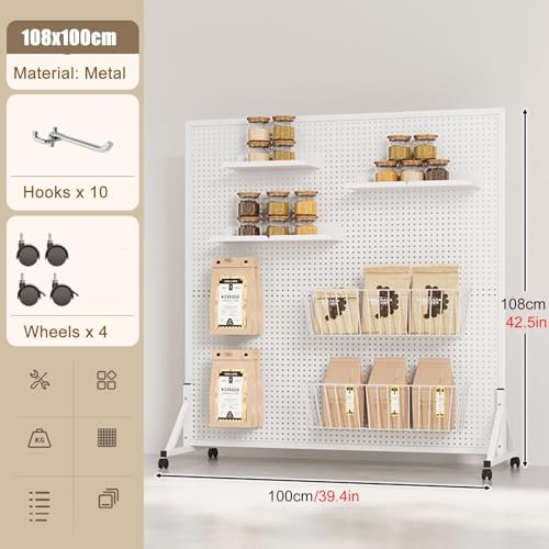 Genérico Estante de Pared para Herramientas, Panel Perforado, Almacenamiento de Brocas, Juego de Llaves, Soportes, Paneles Perforados, Estante de exhibición Blanco para refrigerios, Carrito de conten