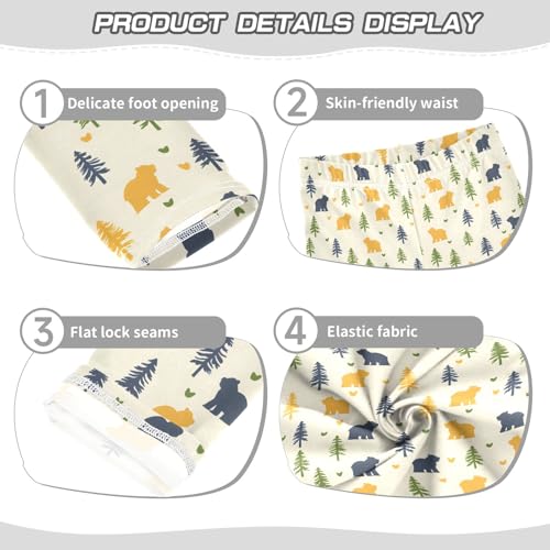 Simple Forest Bear Girls Leggings Soft Comfortable Athletic Leggings Dancing Pants for 4-10 Years3