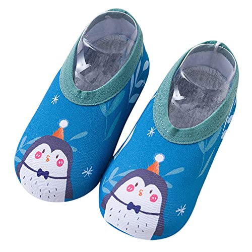 Boys Girls Swim Water Shoes Toddler Cartoon Lightweight Non-Slip Quick Dry Swim Barefoot Kids Beach Walking Aqua Socks. / (Blue, 4-5Years)