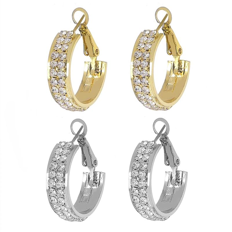 2Pairs Lymphatic Activity Hoop Earrings for Women Lymphatic Drainage Cubic Zirconia Hoop Earrings Lymphvity Therapy Earrings Women's Jewelry Gifts