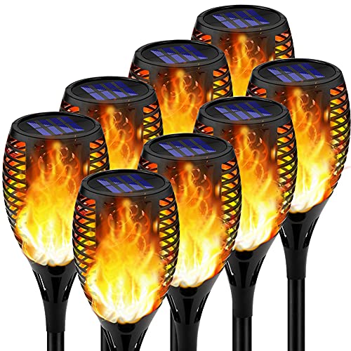 Solar Lights Outdoor Decorative, Kurifier Ultra-Lager Solar Torch Light with Flickering Flame, Waterproof Landscape Solar Torch Lights for Garden Pathway Patio Halloween Christmas, Auto On/Off, 8-Pack Solar Lights Outdoor Decorative, Kurifier Ultra-Lager Solar Torch Light with Flickering Flame, Waterproof Landscape Solar Torch Lights for Garden Pathway Patio Halloween Christmas, Auto On/Off, 8-Pack