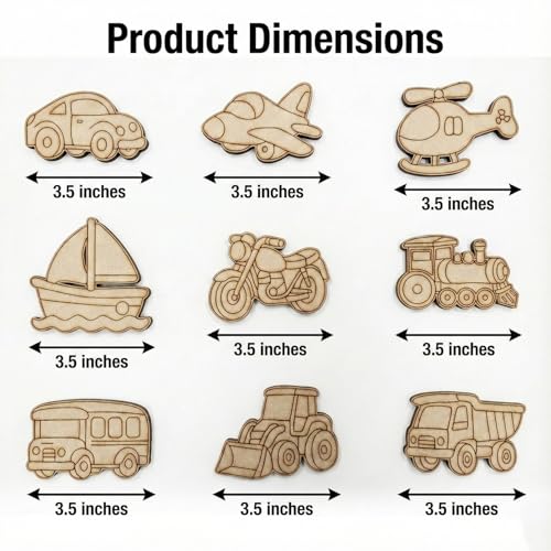 Image of ImagiVibe Paint Your Own 9 Transport Vehicles Fridge Magnet DIY Kit for Kids | Transport Theme MDF Painting Craft Set | Creative Art & Craft Activity | Made in India (Transport)