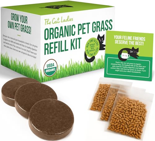 The Cat Ladies Cat Grass Refill Kit 100% Organic 3...