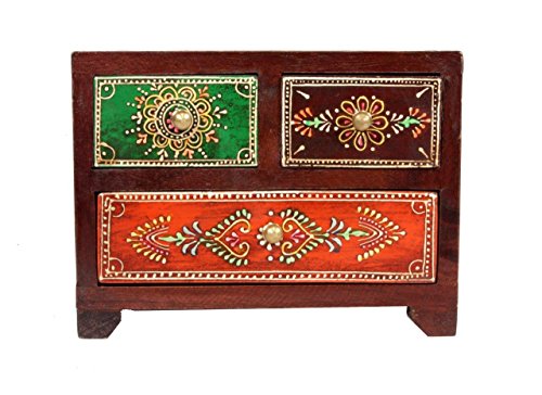 Image of Traditional Wooden Hand Painted 2 + 1 Drawer Chest 6Inch / 15Cm