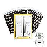 Reusable Food Labels for Food Containers -56 Static Cling Food Label Stickers for Refridgerator/Freezer Organization Fridge Storage Kitchen Accessories Gadgets for Meal Prep Containers (B&W)