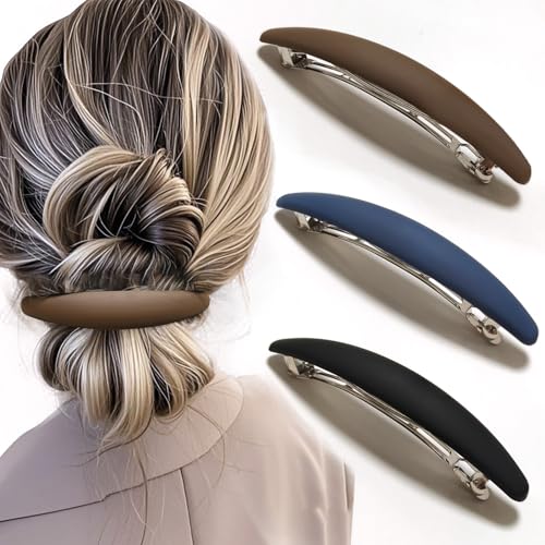Markuii Large Hair Barrette Matte 4 Inch No Slip Not Easy to Break French Hair Clips for Women Thick to Thin Hair 3 Pack