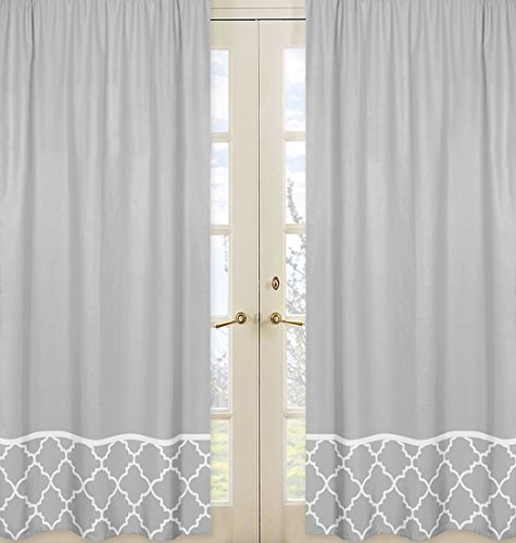 Sweet Jojo Designs 2-Piece Gray and White Trellis Collection Gray Window Treatment Panels