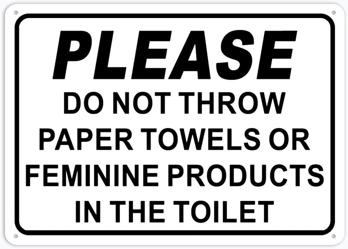 Peiyeety A06 Please Doflush Feminine Products 12X16 Inches Metal Aluminum Signs, Weather Resistant, Weatherproof, Indoor Or Outdoor