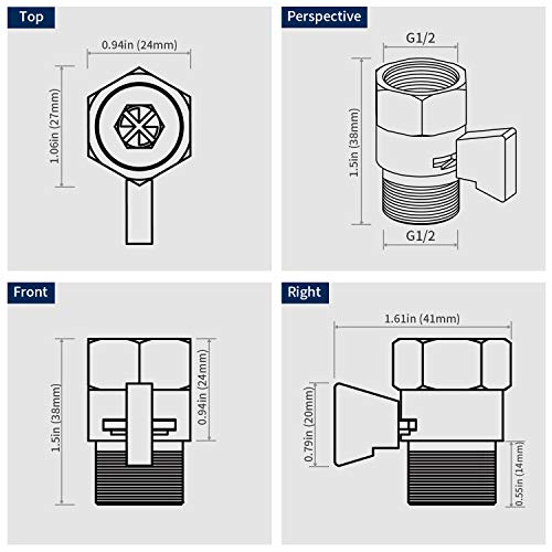 image for Tenfe Water Flow Control Shut Off Valve, Brass Adjustable Water Pressu
