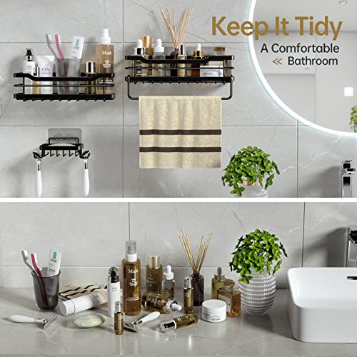 Topchase Shower Caddy, Shower Organizer Adhesive, Shower Shelves 3 Pack No Drilling, Rustproof Shower Rack With Soap Holder, Black Shower Storage Basket For Inside Shower Bathroom Organization #TOP1