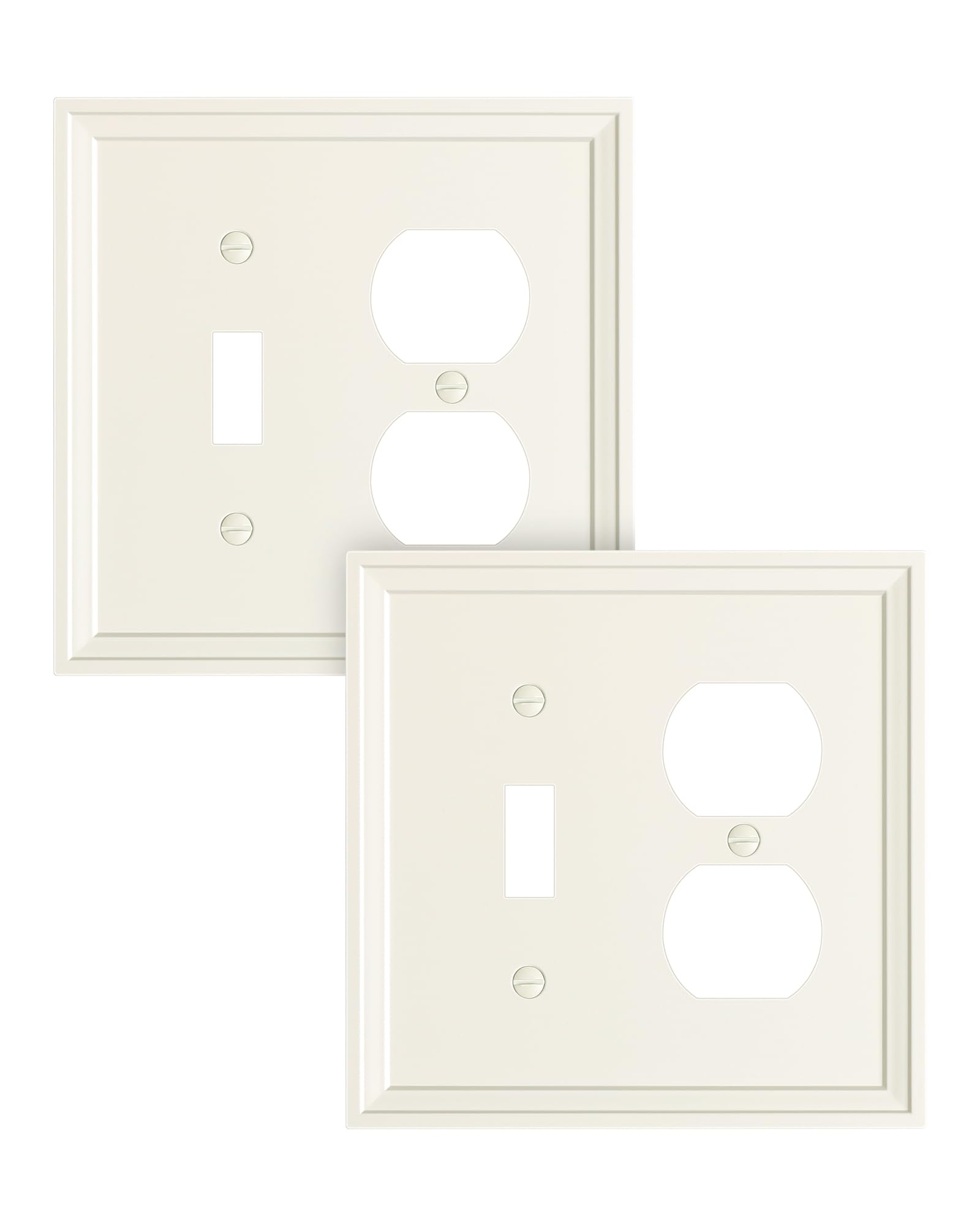 TREEWELL 2-Pack Combo Toggle/Duplex Light Switch Cover Plate, Light Almond Wall Outlet Cover Plate, Natural Bamboo Fiber Decorative Wall Receptacle