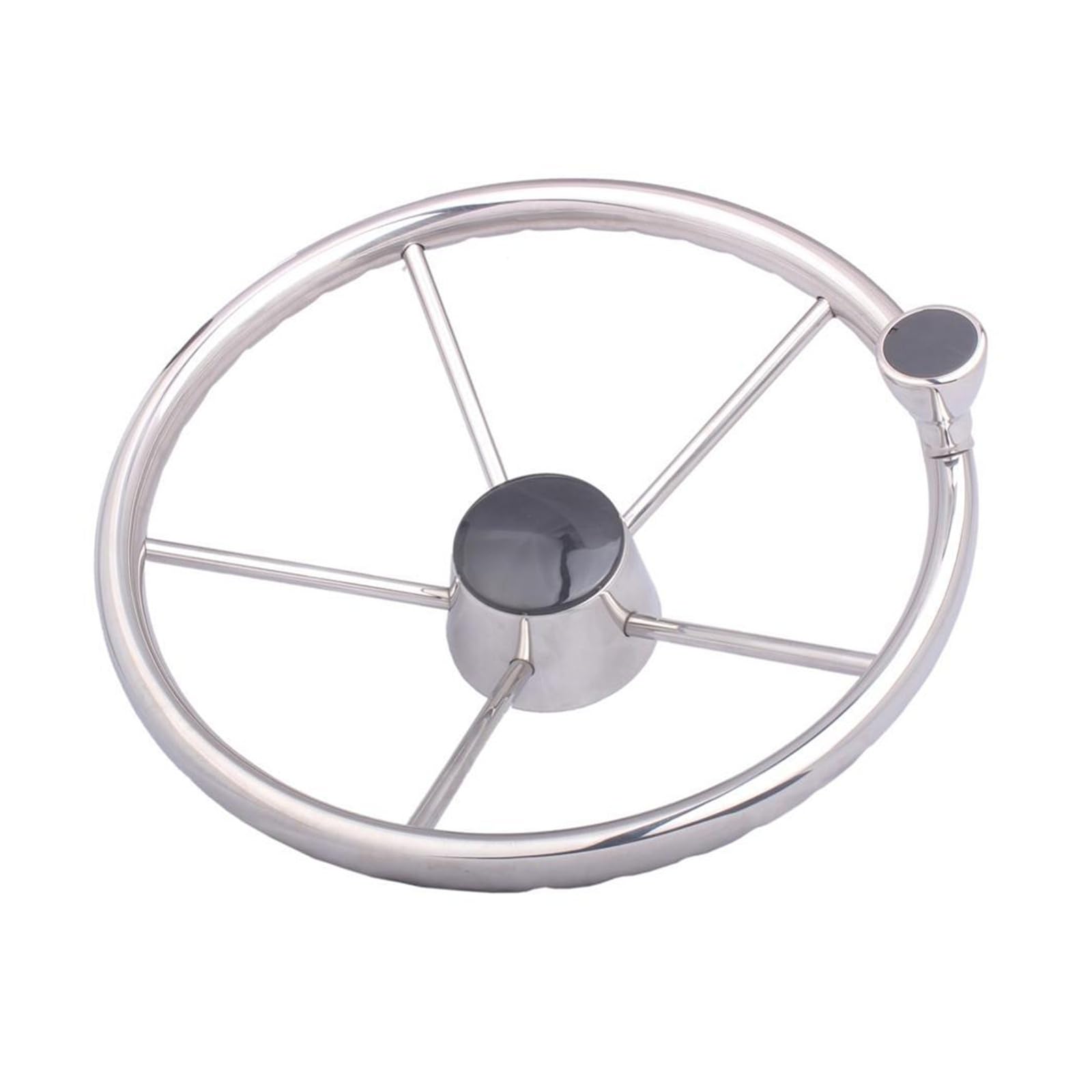 ZGYDNM Ship Steering Wheel Boat Accessories Marine 13.5 Inch 5 Spoke Stainless Steel Mirror Polished Marine Boat Yacht Steering Wheel with Control Knob Comfortable
