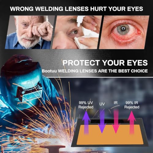 Image of 【HD Shade 11】 Gold Auto Darkening Welding Lens 2x4 1 /4, Solar Energy Welding Lens, True Color View, 2x4 1 /4 Welding Lens Replacement for Standard Welding Hoods and Welding Helmets