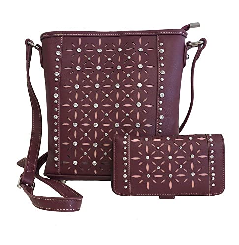 American Bling Concealed Carry Flower and Rhinestone Crossbody Purse and Wallet