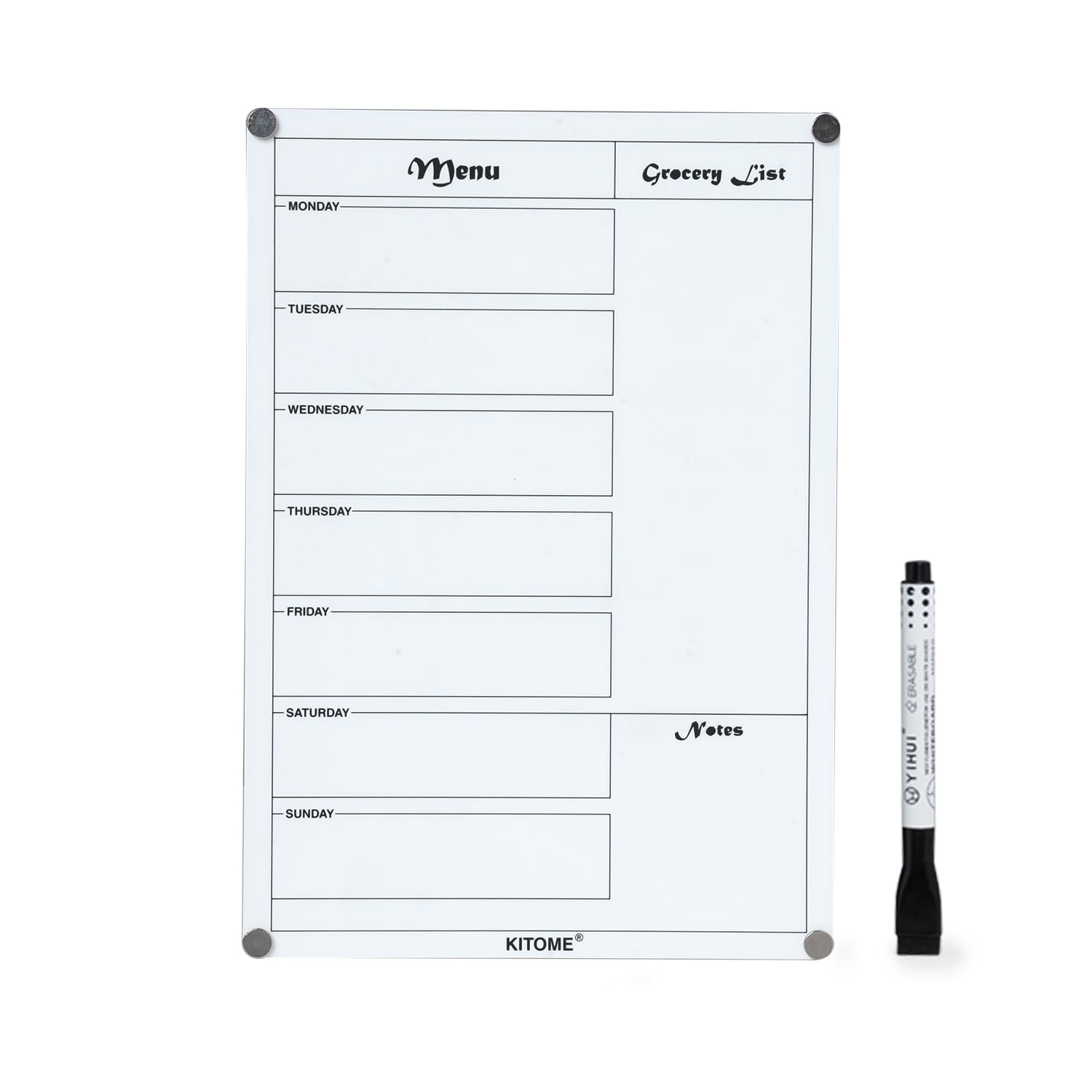 KITOME Magnetic Weekly Meal Planner for Fridge, Acrylic to Do List for Fridge with Marker Easy to Clean Dry Erase Menu White Board for Kitchen - 30x21CM, Magnetic Grocery List for Fridge.-image-40