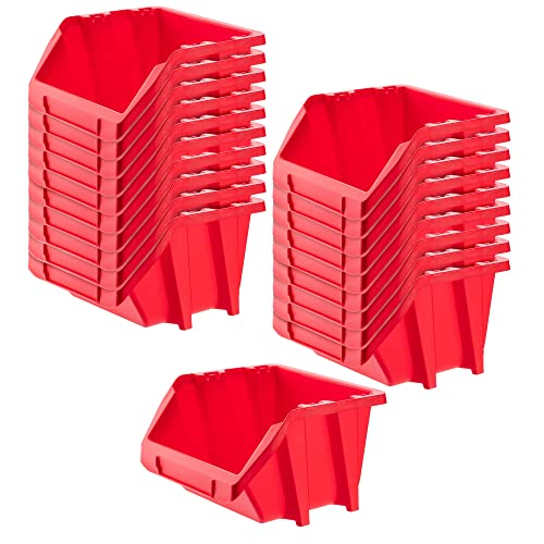 KADAX Lot de 20 boîtes de rangement en plastique PP - Différentes tailles et couleurs - Rouge -...