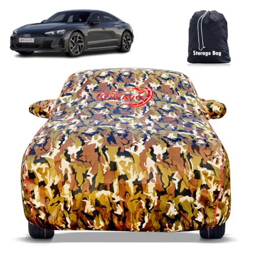 Image of Premium Car Cover for Audi RS e-tron GT Model | Waterproof, UV & Dust Protection | Mirror & Antenna Pocket | Triple Stitched, Soft Inner Lining, Belt & Buckle (Jungle Print)