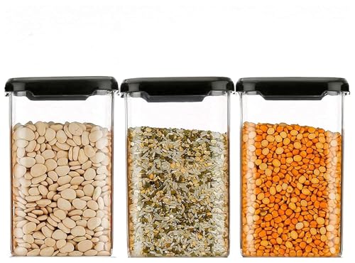 Image of TEKCOOL Air Tight Kitchen Containers Set (Pack of 8, 1200 ML) for Storage Pulses, Cereals, Grains, Dry Fruits, Pantry Organization and More, Food Grade, BPA Free, Stackable, Transparent /-