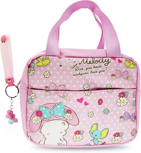 Kawaii Insulated Lunch Bag for Women, Reusable Large Capacity Lunch Box, Leakproof Lunch Tote Bag with Front Pocket, Lunchbox Container Thermal Cooler Bag Food Handbags for Work Office Picnic