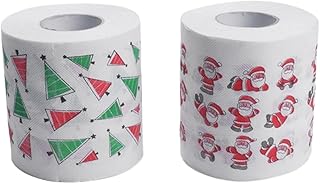 Amosfun 2 Rolos De Papel Higiênico Colorido Decoração De Natal Lenço De Papel Colorido Papel Higiênico De Natal Engraçado Rolo De Lenço De Papel De Natal Papel De Seda De Natal Impresso