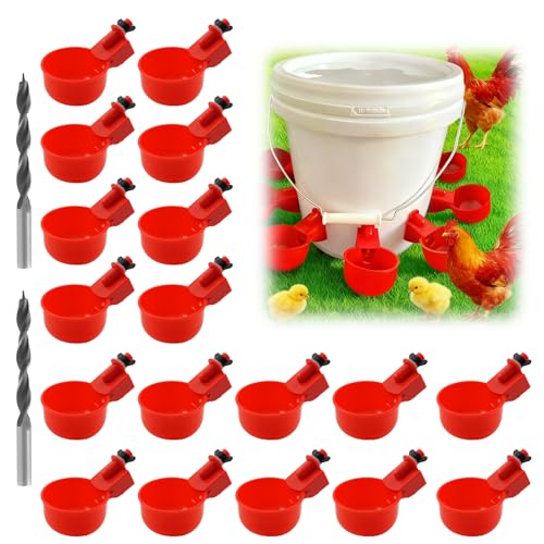 18 Bebederos Automáticos para Gallinas, Distribuidor de Agua para Aves y Pollitos, Kit de Bebedero para Gallinas DIY con Taladro, Anti-Fuga y Reutilizable, Adecuado para Patos, Pavos y Gansos