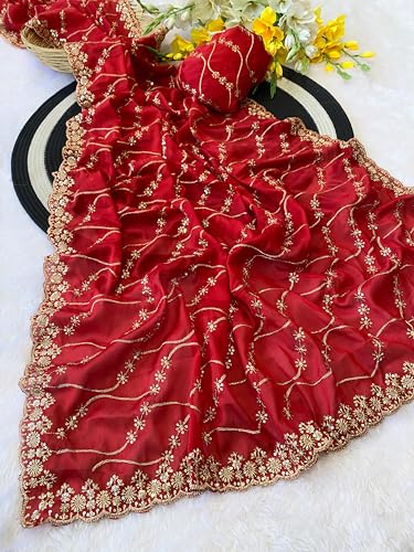 Heavy Rangoli Silk Saree with Sequence Work All Over | 5.5 Meter Saree with 0.80 Meter Running Embroidery Blouse Piece - Image 6