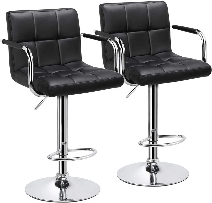 Bar Stool | Modern Height Adjustable Bar Chairs for Home | 360 Degree Swivel Seat Top | Bar Chairs for Home Kitchen with Footrest |Bar Stools Set of 2