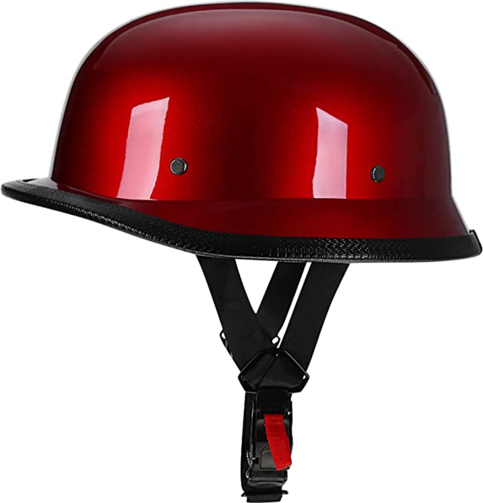 Duitse Motorhelm, Duitse Leren Halfgelaatshelm, DOT/ECE Goedgekeurde Pet Halfschaalhelm Bril Retro Open-Face Helm Met Verstelbare Snelsluiting B, XL=60~61cm