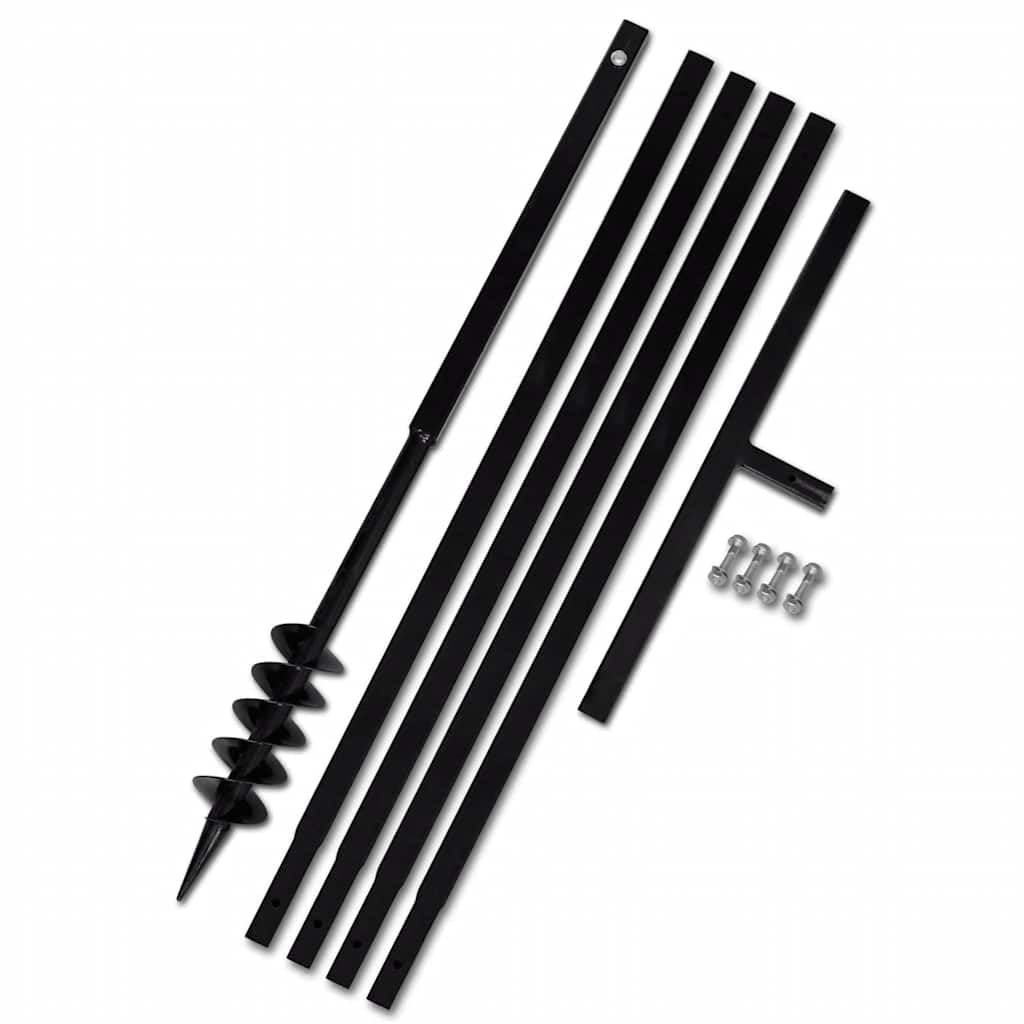 Manueller Erdbohrer 80 mm mit 5 m Verlängerungsrohr, Hand-Erdlochbohrer aus Stahl für Pfostenlöcher, Gartenbohrer zum Pflanzen und Belüften