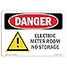 OSHA Danger Sign - Electric Meter Room No Storage | Plastic Sign | Protect Your Business, Construction Site, Warehouse & Shop Area | Â Made in The USA