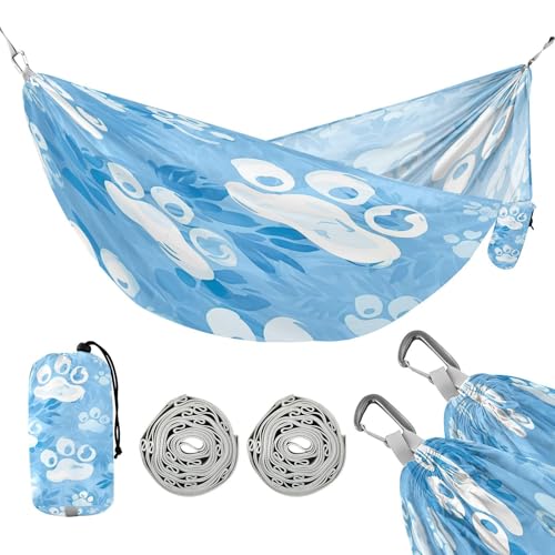 ATTX Dog Paw Prints Camping Hammock - Lightweight & Portable Hammocks, Heavy Duty 330lbs Capacity for Indoor, Hiking, Backpacking, Travel, Backyard, Beach#364