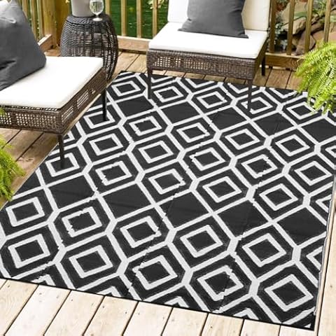 Blytieor Outdoor Rug 5x8ft, Waterproof Reversible Portable Mat, Floor Mat and Rug for Outdoors, RV, Patio, Backyard, Deck, Picnic, Beach, Trailer, Camping Cover