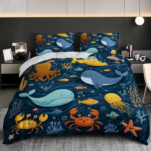 Housse de couette 3D ocean en microfibre douce avec fermeture eclair