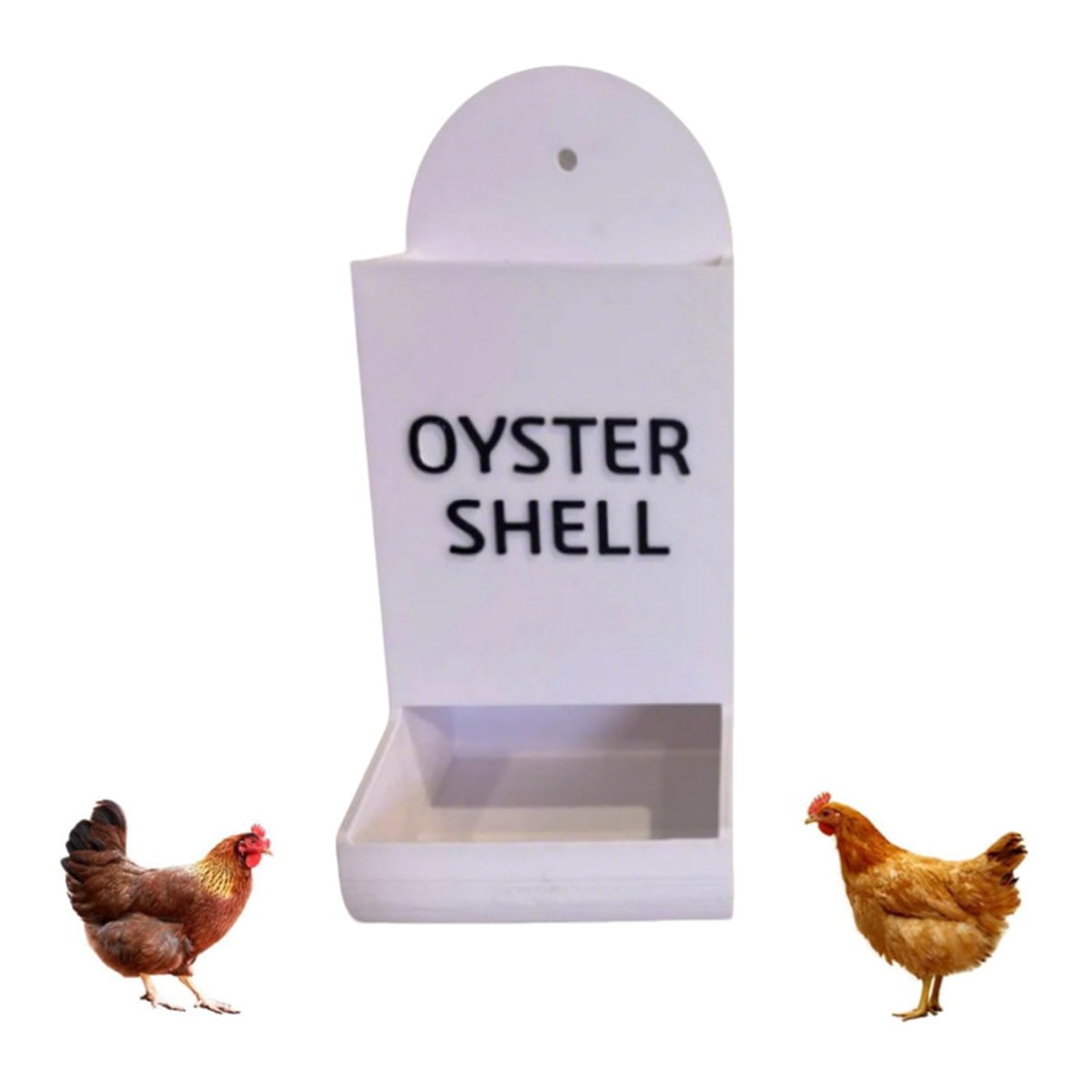 Qxiao White Chicken Oyster Shell And Grit Feeder Grit Oyster Shell For Chickens Feeder Hanging Chicken Feeders Trough Dispenser Water Dispense Chickens Coop Accessories Gravity Poultry Feeders