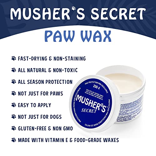 Musher's Secret Pfotenbalsam für Hunde und Katzen - Natürliche Pfotenpflege, Schutz und Pflege für Hundepfoten - Ideal für Pfotenbalsam Hund & Katze - Hochwertige Pfotenpflege für Hunde - 200g