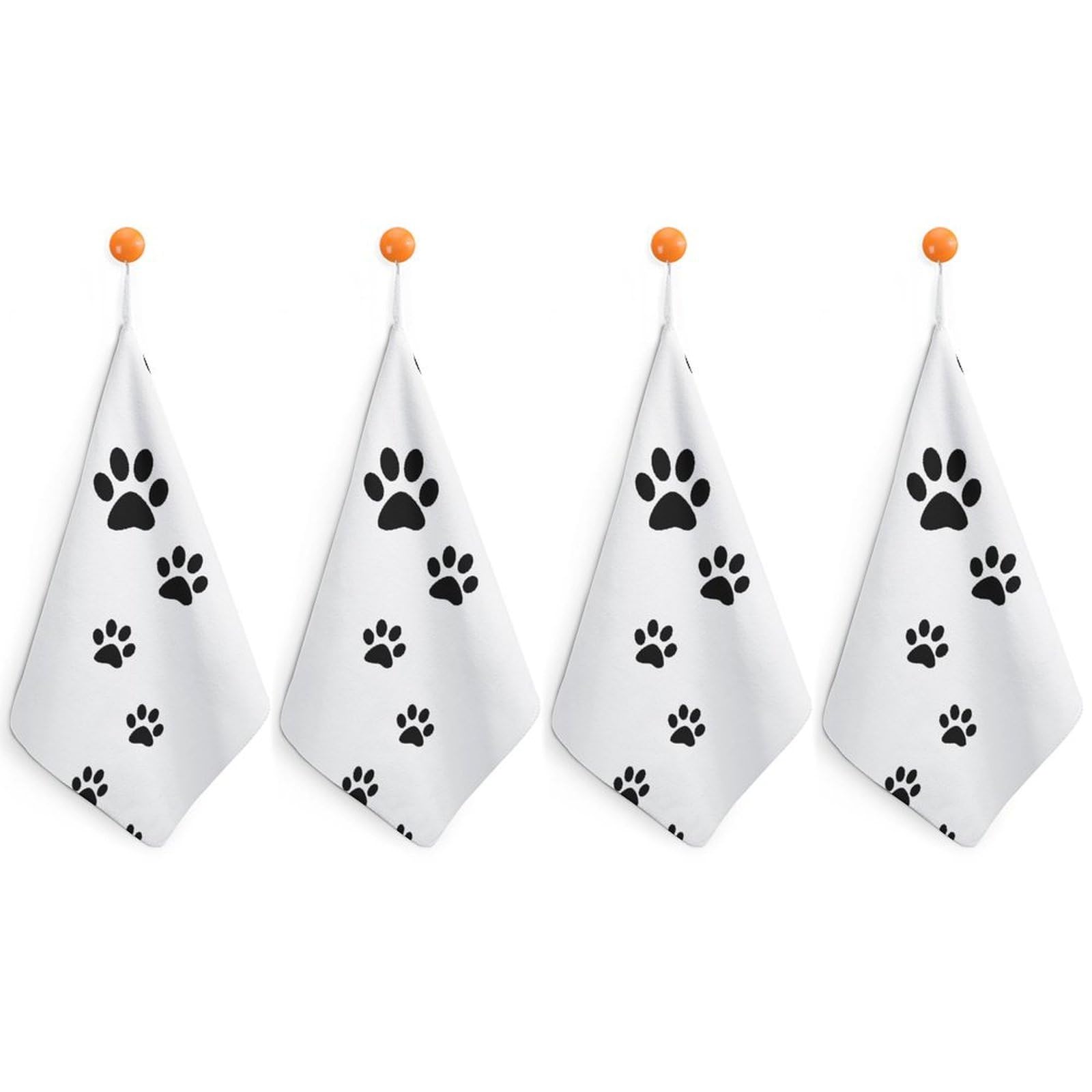 LEDFCVSU 4 Piece Hanging Hand Towels, Animal Paw Prints Small Dry Hand Towel for Kitchen Bathroom