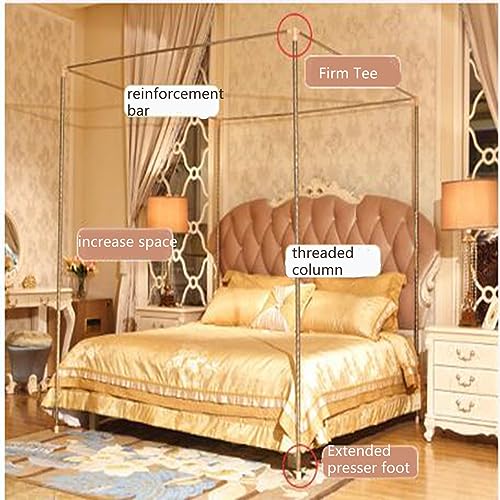 Cama con dosel de acero inoxidable contra mosquitos con dosel Queen S rojo 7