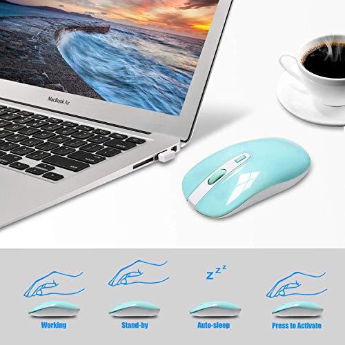Image of cimetech Wireless Keyboard and Mouse Combo, 2.4G Comfortable Ultra Slim Ergonomic Keyboard, Plug and Play Compact Full Size Keyboard for Mac, Windows, Laptop, Tablet, Computer (Green)