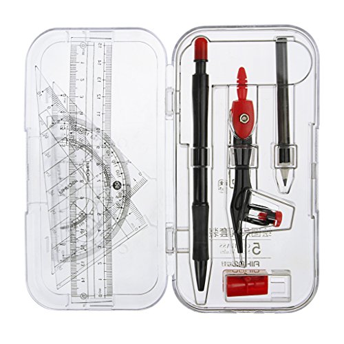 Drawing Compass Art Tool Math Geometry Tool Set Metal Compass Rulers Protractor Mechanical Pencil Student Drawing Drafting Kit Student Study Stationery Math Tools Set Squares Ruler Protractor 8 PCS