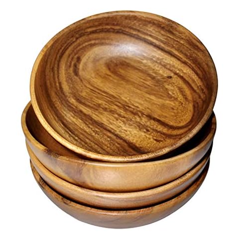 WRIGHTMART Wood Bowl Set: Rustic Handcrafted Acacia Dining & Serveware Cover