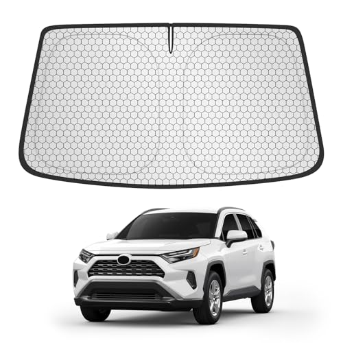 TOOWitt Custom Fit Windshield Sun Shade for Toyota RAV4 20192026 Edge-to-Edge No-Gap Fit Blocks Heat & UV Protects Interior Foldable Car Sunshade