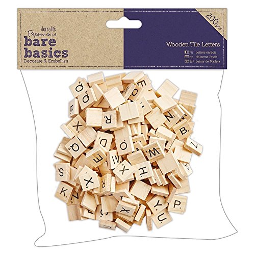 Papermania Wooden Tile Letters, Light Wood, 200 Pieces