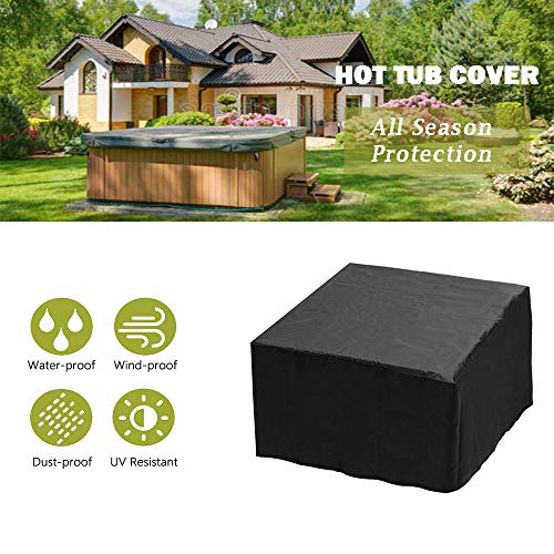FLR 79”L x 79”D x 33”H Hot Tub Cover Outdoor SPA Covers Swimming Pool Waterproof Dust Proof Cover (96x96x35 inch, Black) - Image 3